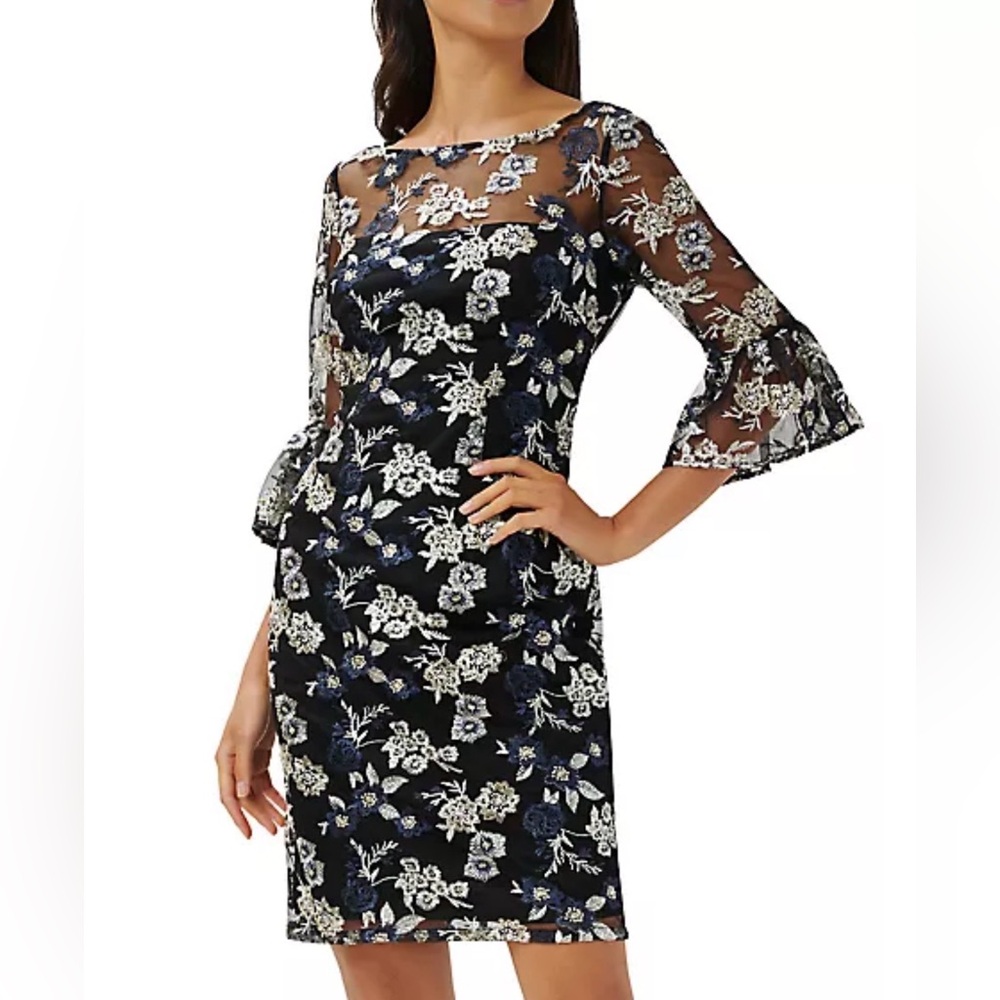 New Adrianna Papell  Embroidered Sheath Dress.